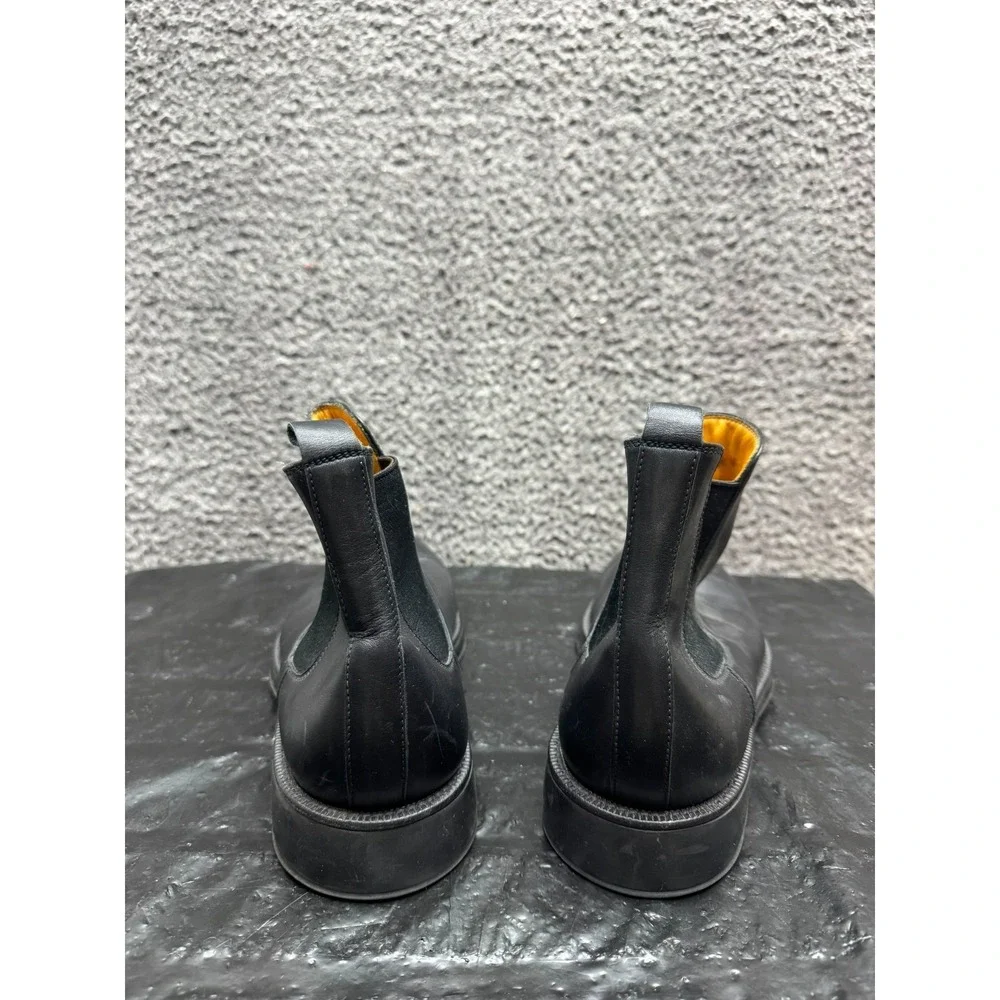 Giorgio Armani Leather Round Toe Pull On Chelsea Boots Black Mens Size 45 EU